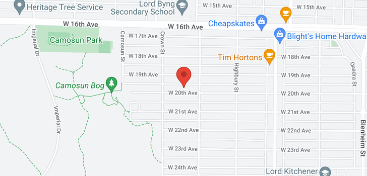map of 3941 W 20TH AVENUE